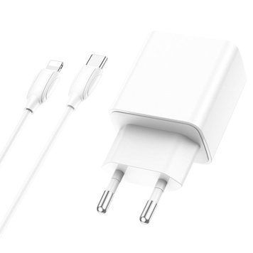 МЗП Borofone BA67A PD20W+QC3.0 (1USB-A/1C) + кабель Type-C to Lightning Білий ILSO-00000056905-1 фото