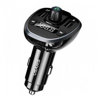 Автомобильное зарядное устройство с FM-модулятором Usams US-CC115 C21 Dual USB 3.4A Digital Display Wireless FM Car Charger Black 656-00581 фото