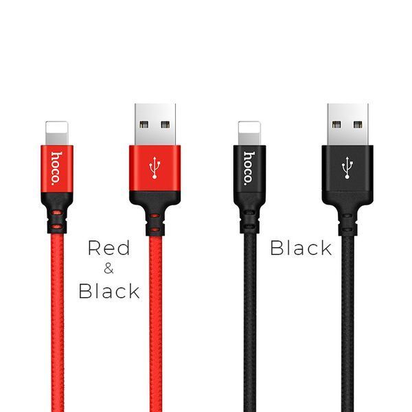 Кабель HOCO X14 USB to iP 2A, 2m, nylon, aluminum connectors, Black 6957531062882 фото