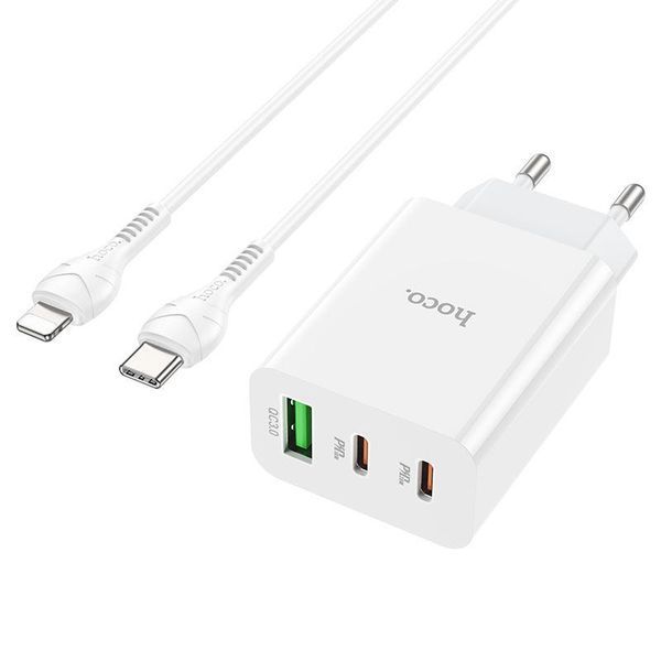 Комплект швидкого заряджання для iPhone Hoco C99A Type-C to Lightning PD20W QC3.0 Білий 209-00257 фото