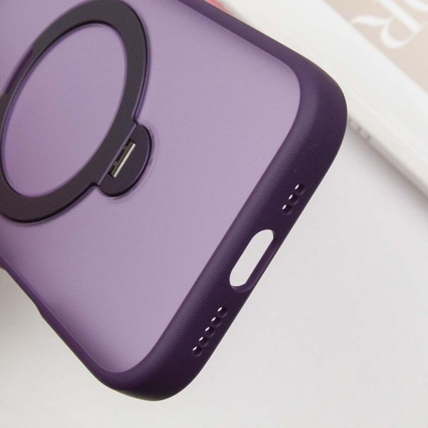 Чехол TPU+PC Metal Buttons with MagSafe Colorful HQ Ring для iPhone 16 (6.1") Purple 555-00627 фото