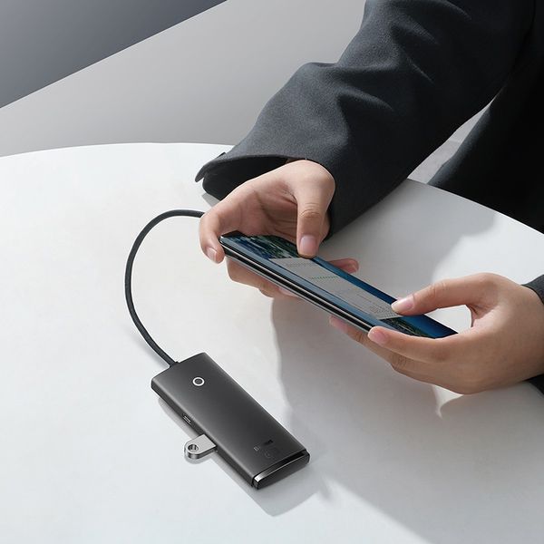 USB-хаб Baseus Lite Series 4-Port Type-C HUB Adapter (Type-C to USB 3.0*4) 25cm Black WKQX030301 фото