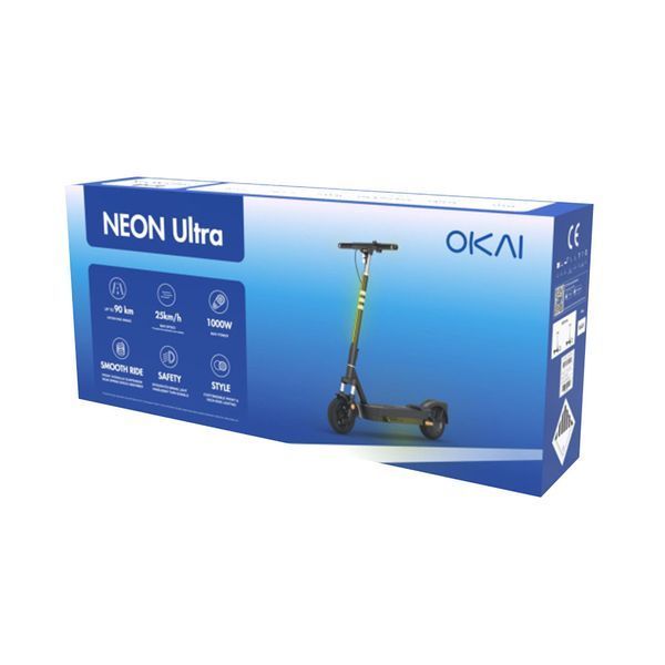 Електросамокат OKAI ES40-Blue 10", 500(1000)W, 15.6Ah, 70km, 25km\h, 25%, NFC, App, 23kg ES40-BL фото