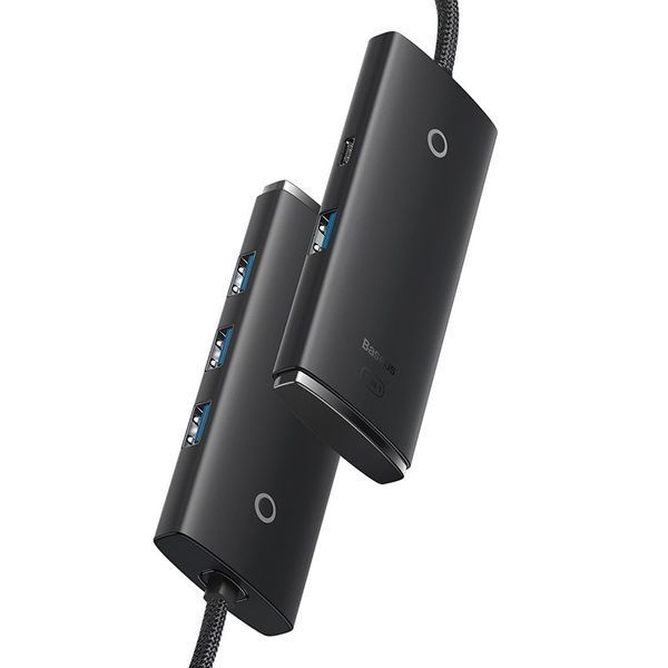 USB-хаб Baseus Lite Series 4-Port Type-C HUB Adapter (Type-C to USB 3.0*4) 25cm Black WKQX030301 фото