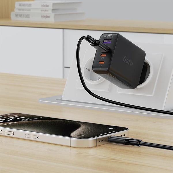 Кабель ACEFAST C17-04 USB-A to USB-C silicone charging data cable Black 6974316284178 фото