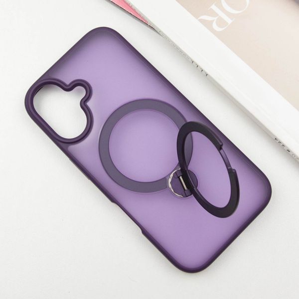 Чехол TPU+PC Metal Buttons with MagSafe Colorful HQ Ring для iPhone 16 (6.1") Purple 555-00627 фото