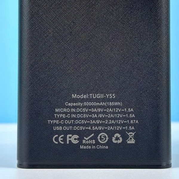 Портативный аккумулятор Power Bank WUW-TUGII Y55 50000mAh PD22.5W Черный 216-00111 фото