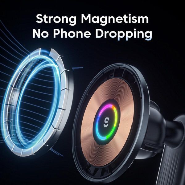 Тримач для мобільного Essager Arpege 15W Magnetic Wirless Car Charger with Phone Holder Function (Standard 656-00471 фото