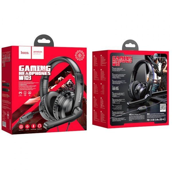 Навушники ігрові HOCO W103 Magic tour gaming headphones Black 6931474741615 фото