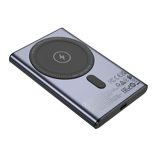 Power Bank Hoco Q32 Bird PD20W wireless magnetic 5000mAh Металевий сірий 656-03292 фото