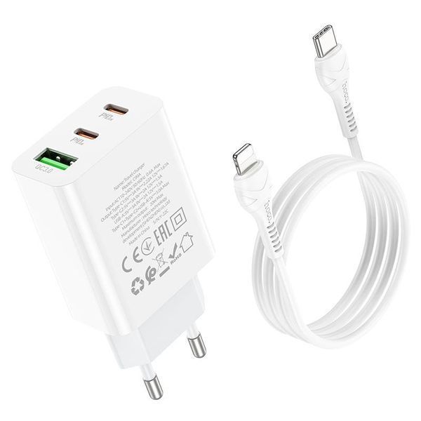 Комплект швидкого заряджання для iPhone Hoco C99A Type-C to Lightning PD20W QC3.0 Білий 209-00257 фото