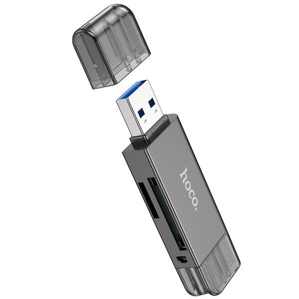 Кардридер HOCO HB39 USB/Type-C 3.0 high-speed card reader Metal Gray 6942007604819 фото