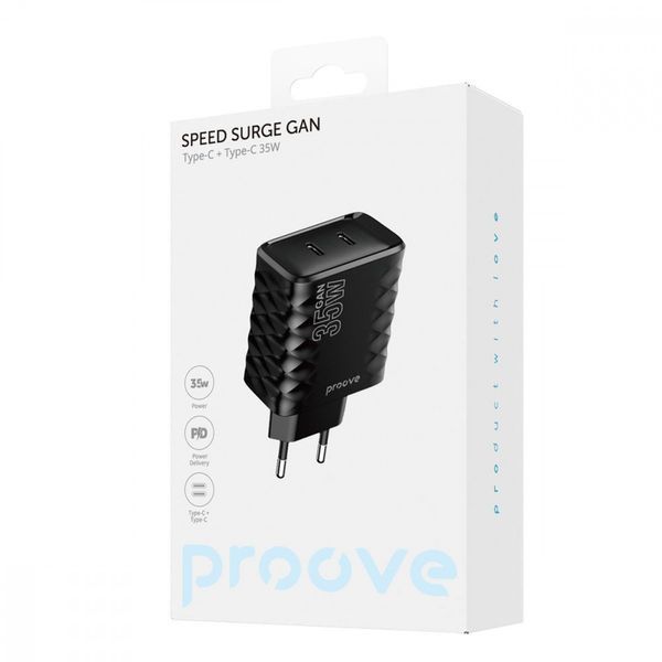 МЗП Proove Speed Surge Gan 35W (Type-C + Type-C) Black WCSS30020001 фото