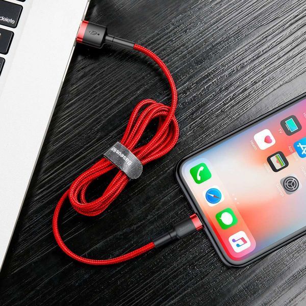 Кабель Baseus Cafule Lightning 2.4A (0.5m) Red/Black CALKLF-A19 фото