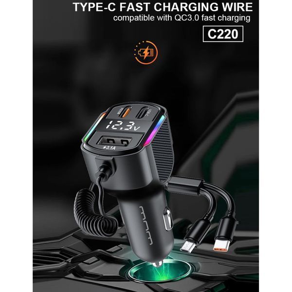 Автомобільний зарядний пристрій WUW-C220 Black 6972573337408 фото