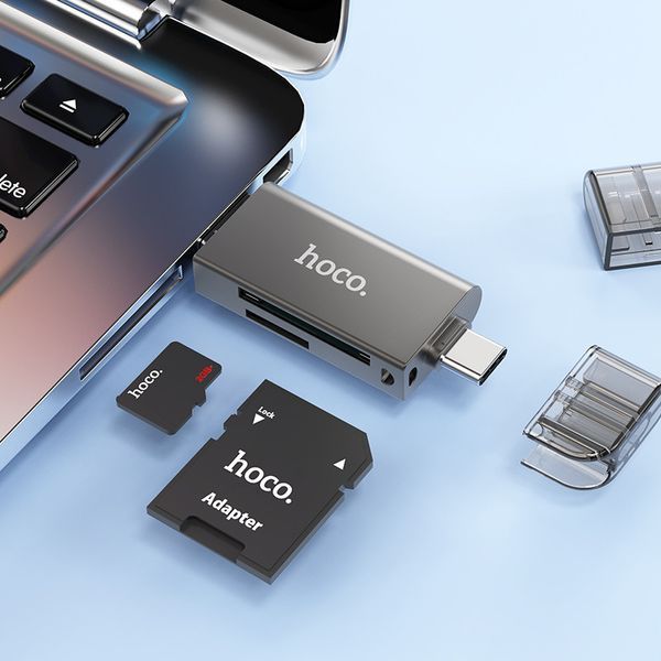 Кардридер HOCO HB39 USB/Type-C 3.0 high-speed card reader Metal Gray 6942007604819 фото