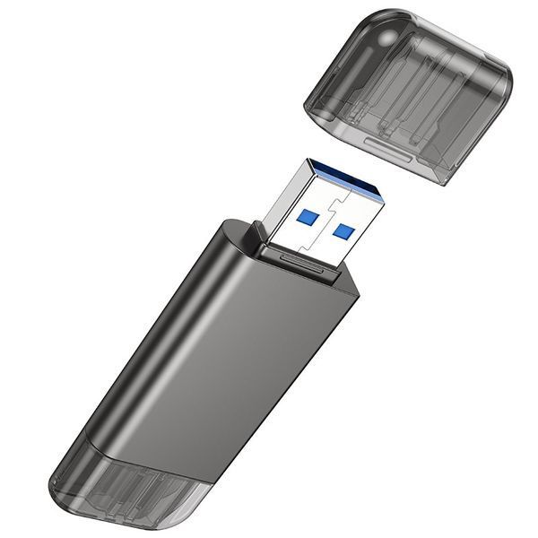 Кардридер HOCO HB39 USB/Type-C 3.0 high-speed card reader Metal Gray 6942007604819 фото