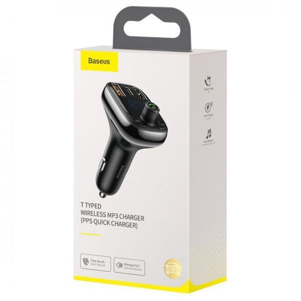 АЗП FM модулятор Baseus S-13 36W (2USB-A/1C) (CCMT000101) Чорний ILSO-00000063346-1 фото