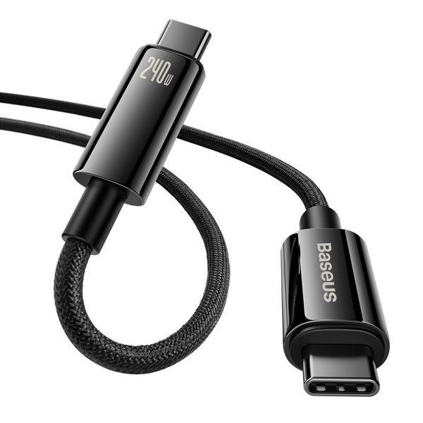 Кабель Baseus Tungsten Gold Fast Charging Data Cable Type-C to Type-C 240W 3m Black CAWJ040201 фото