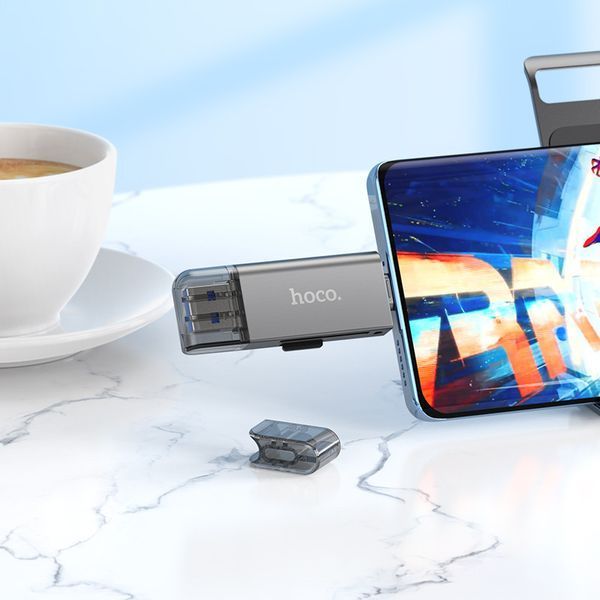 Кардридер HOCO HB39 USB/Type-C 3.0 high-speed card reader Metal Gray 6942007604819 фото