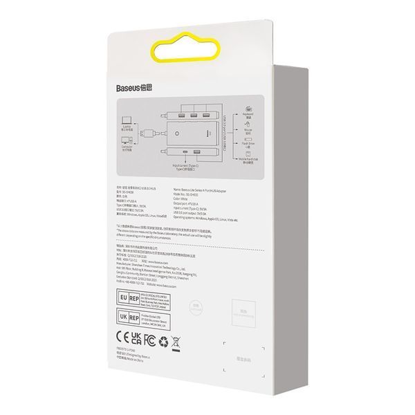 USB-хаб Baseus Lite Series 4-Port Type-C HUB Adapter (Type-C to USB 3.0*4) 25cm Black WKQX030301 фото