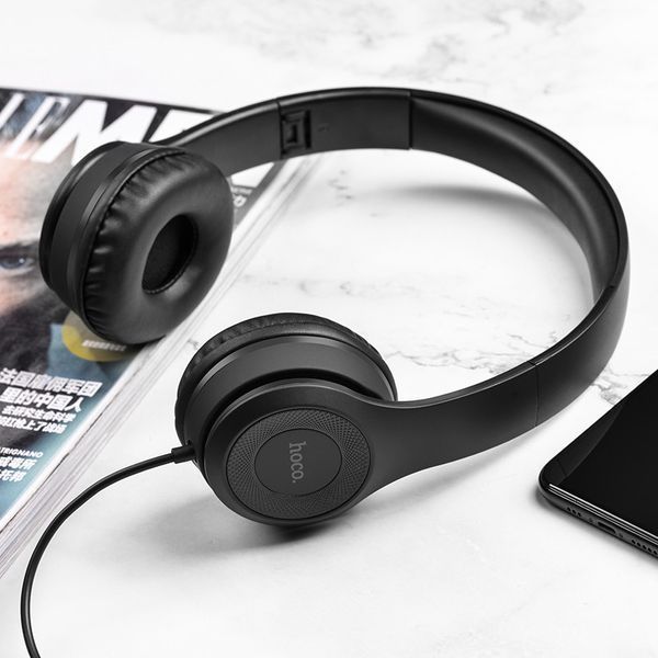 Навушники дротові HOCO W21 Graceful charm wire control headphones Black 6931474708281 фото