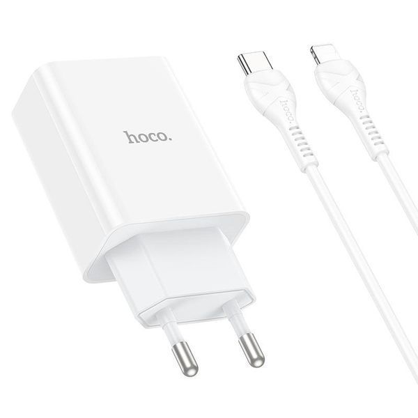 Комплект швидкого заряджання для iPhone Hoco C99A Type-C to Lightning PD20W QC3.0 Білий 209-00257 фото