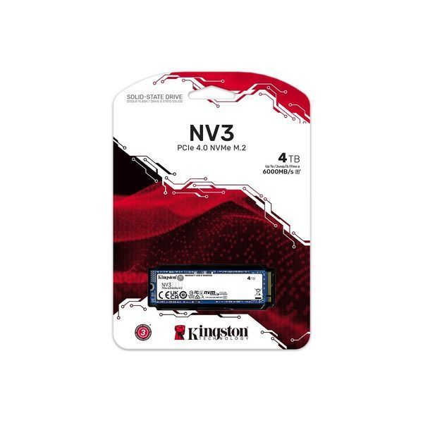 Накопитель SSD M.2 Kingston NV3 4000GB NVMe 2280 PCIe 4.0 x4 3D NAND SNV3S/4000G фото