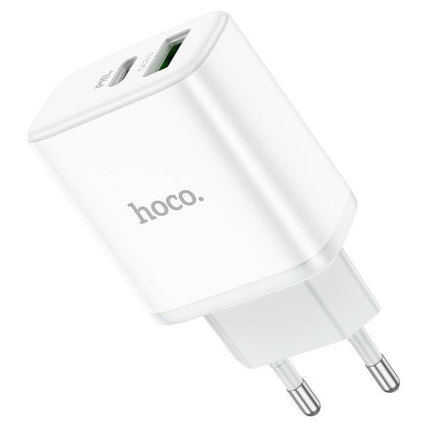 Сетевое зарядное устройство HOCO C105A Stage dual port PD20W+QC3.0 charger White 6931474782946 фото