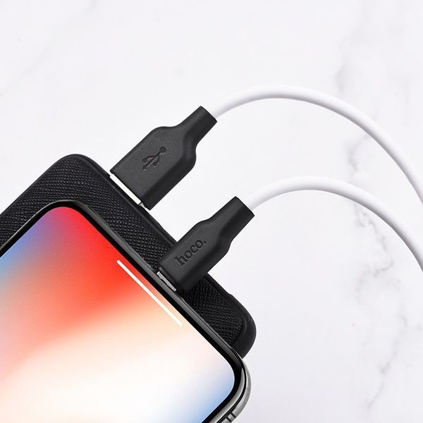 Кабель HOCO X21 Plus USB to iP 2.4A, 2m, silicone, silicone connectors, Black+White 6931474713780 фото