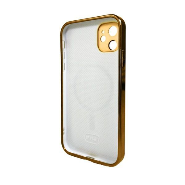 Чехол AG Glass Sapphire Frame MagSafe для iPhone 12 Gold 666-02779 фото