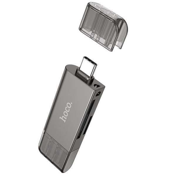 Кардридер HOCO HB39 USB/Type-C 3.0 high-speed card reader Metal Gray 6942007604819 фото
