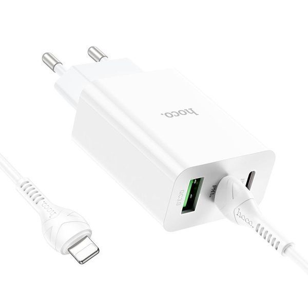 Комплект швидкого заряджання для iPhone Hoco C99A Type-C to Lightning PD20W QC3.0 Білий 209-00257 фото