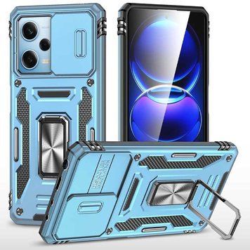 Ударопрочный чехол Camshield Army Ring для Xiaomi Redmi 12 / Poco M6 Pro 5G Light Blue 777-05012 фото