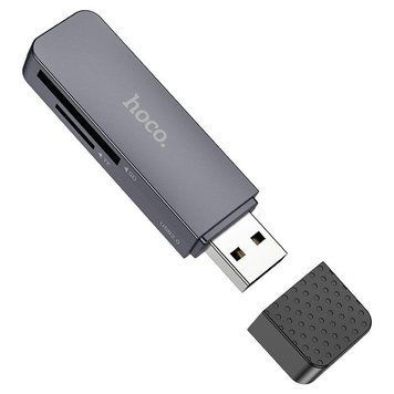 Кардридер HOCO HB45 Spirit 2-in-1 USB 2.0 card reader Metal Gray 6942007620499 фото