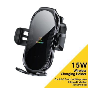 Тримач для мобільного Essager Premium Electric Phone Wireless Charger Bracket black (EZJCFK-ZP01) 656-00472 фото