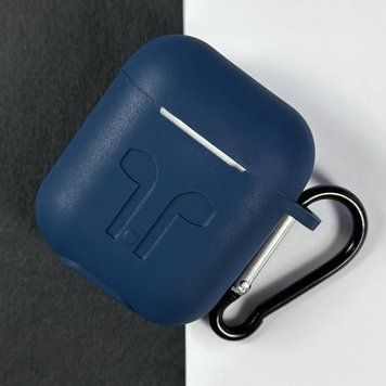 Силиконовый чехол с карабином для наушников AirPods 2 Midnight Blue 203-00447 фото