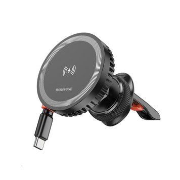 Тримач для мобiльного з БЗП BOROFONE BH207 Mona retractable magnetic wireless fast charging car holder(air 656-00524 фото