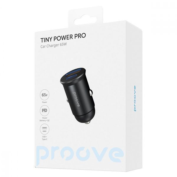 Автомобильное зарядное устройство Proove Tiny Power Pro 65W (USB + Type-C) black 656-02611 фото