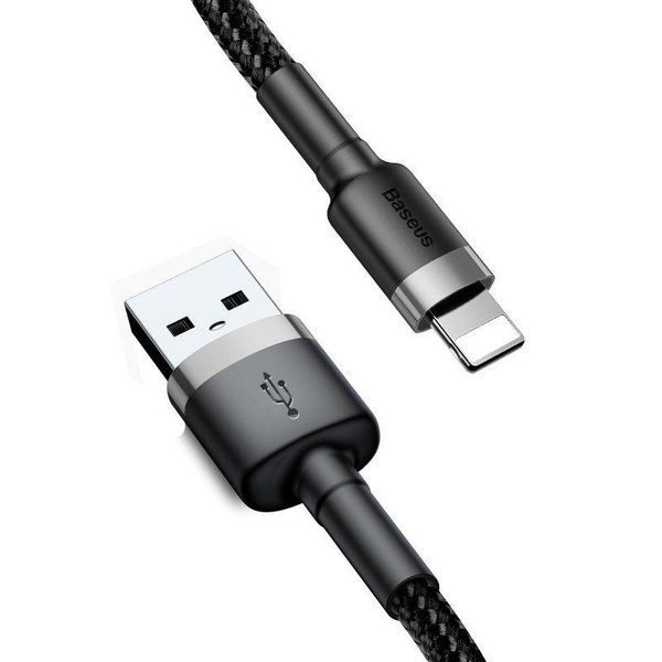 Кабель Baseus Cafule Cable USB For Lightning 2.4A 0.5m Gray+Black CALKLF-AG1 фото