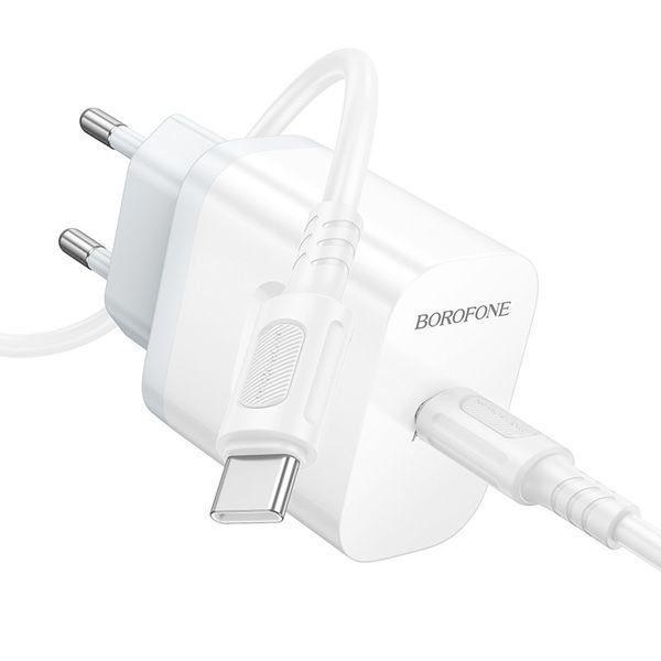 Сетевое зарядное устройство с кабелем BOROFONE BA99A Breeze single port PD20W charger set(C to C) White 6941991121371 фото