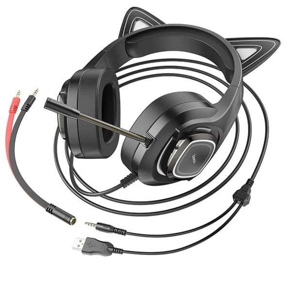 Навушники HOCO W107 Cute cat luminous cat ear gaming headphones Elf Cat 656-01036 фото