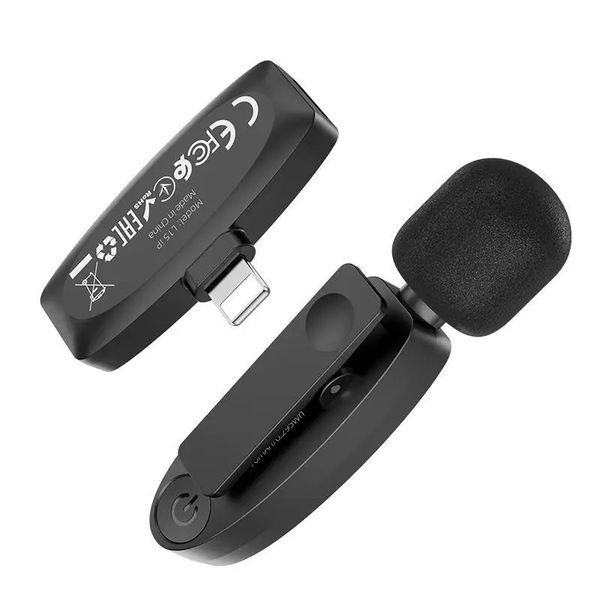 Беспроводная микрофонная система HOCO L15 Crystal lavalier (Lightning) Black 6931474789020 фото