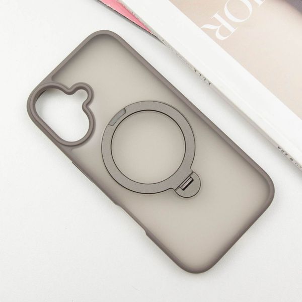 Чохол TPU+PC Metal Buttons with MagSafe Colorful HQ Ring для iPhone 16 (6.1") Grey 555-00628 фото