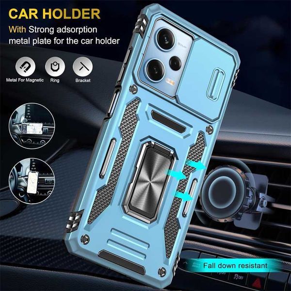 Ударостійкий чохол Camshield Army Ring для Xiaomi Redmi 12 / Poco M6 Pro 5G Light Blue 777-05012 фото