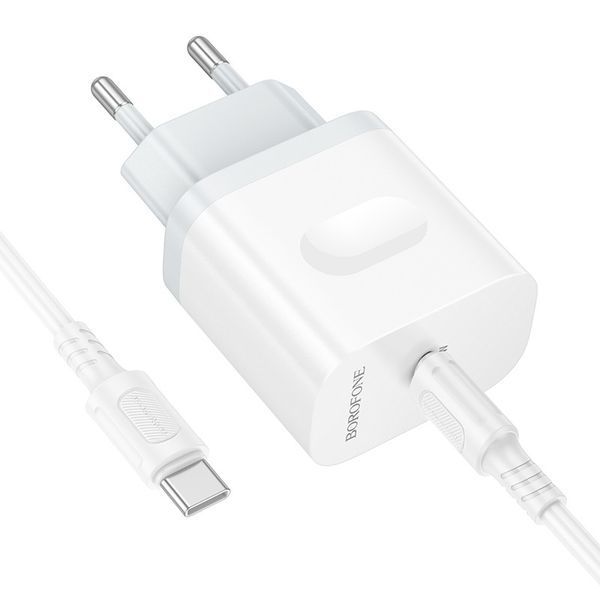 Сетевое зарядное устройство с кабелем BOROFONE BA99A Breeze single port PD20W charger set(C to C) White 6941991121371 фото