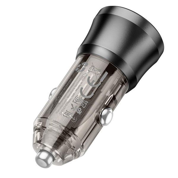 Автомобільний зарядний пристрій BOROFONE BZ23 Noble single-port QC3.0 car charger Transparent Black 656-00309 фото