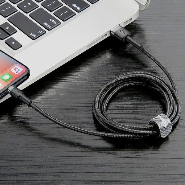 Кабель Baseus Cafule Cable USB For Lightning 2.4A 0.5m Gray+Black CALKLF-AG1 фото
