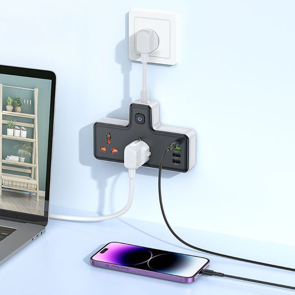 Подовжувач Hoco AC12A Reise (PD30W/1C3A) +Socket Black ILSO-00000067538-1 фото