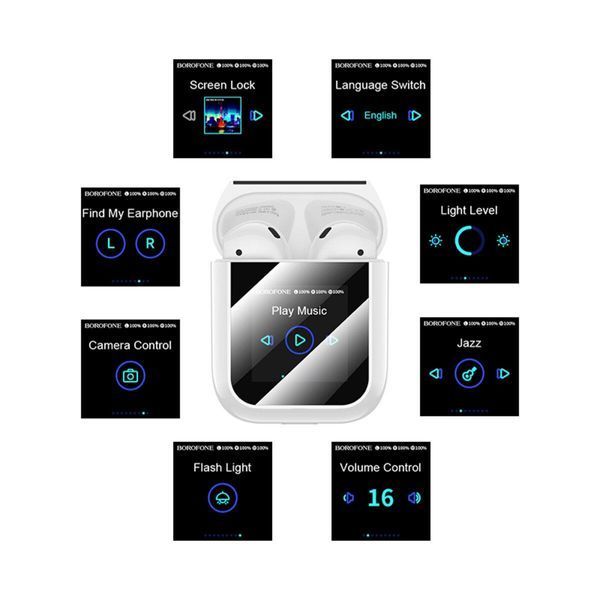 Бездротові навушники BOROFONE BW86 Brocade true wireless BT headset with touch screen White 656-03841 фото